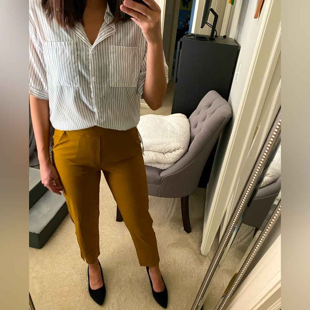 Athleta Brooklyn Ankle Pant, size 0, Mustard Yellow